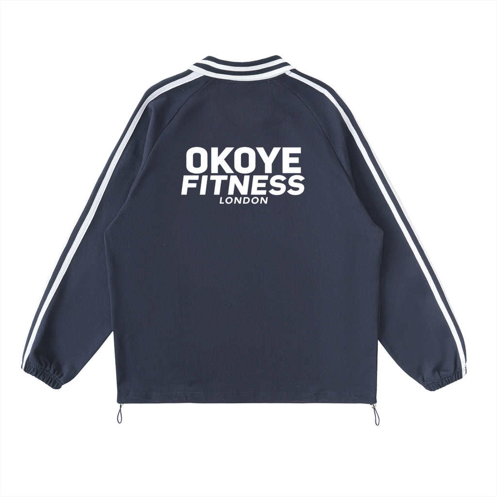 OKOYE LONDON Contrast Striped Lapel Collar Sweatshirt