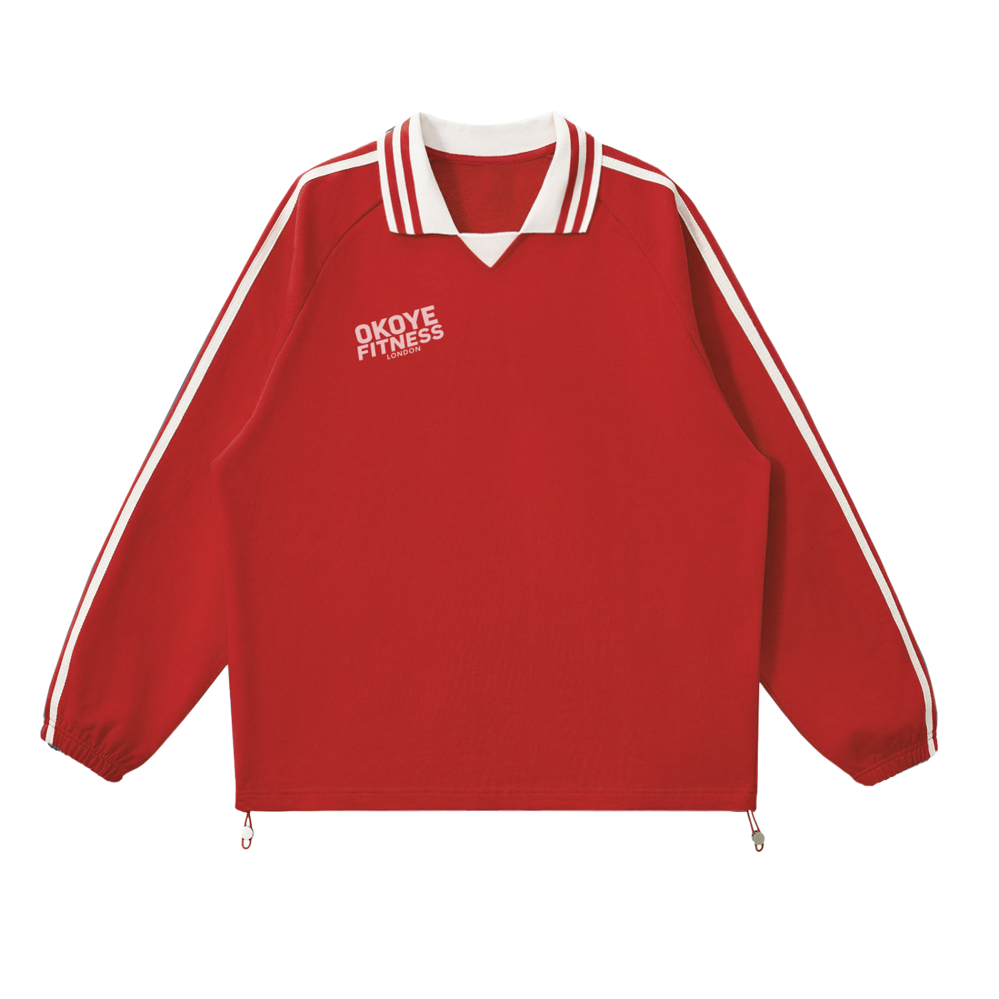 OKOYE LONDON Contrast Striped Lapel Collar Sweatshirt