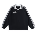 OKOYE LONDON Contrast Striped Lapel Collar Sweatshirt