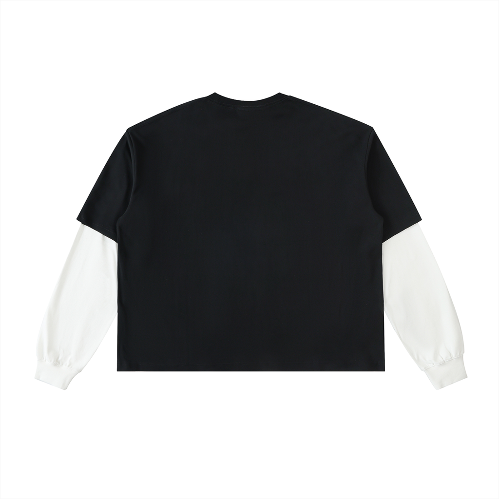 Okoye Layered Contrast Sleeve Cotton T-Shirt
