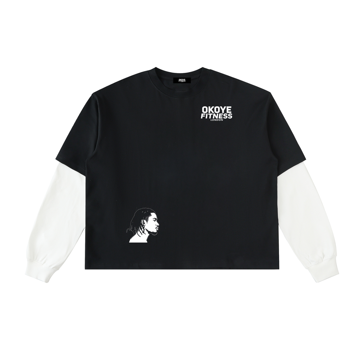 Okoye Layered Contrast Sleeve Cotton T-Shirt