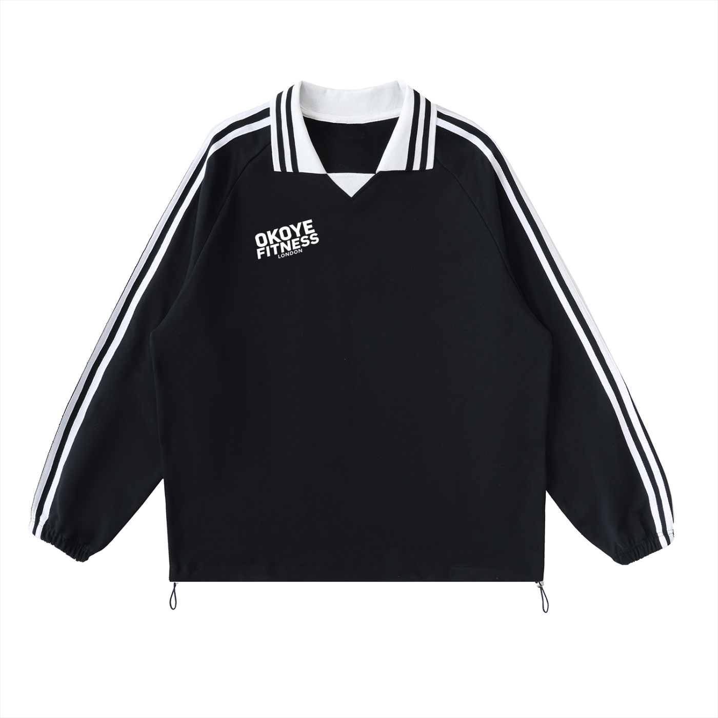 OKOYE LONDON Contrast Striped Lapel Collar Sweatshirt