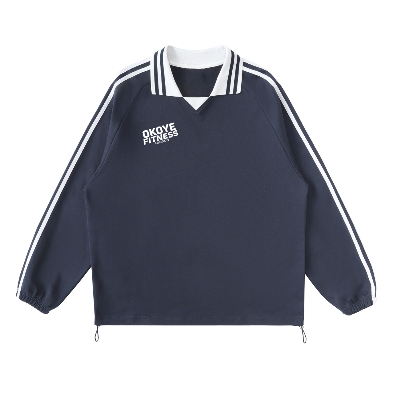 OKOYE LONDON Contrast Striped Lapel Collar Sweatshirt